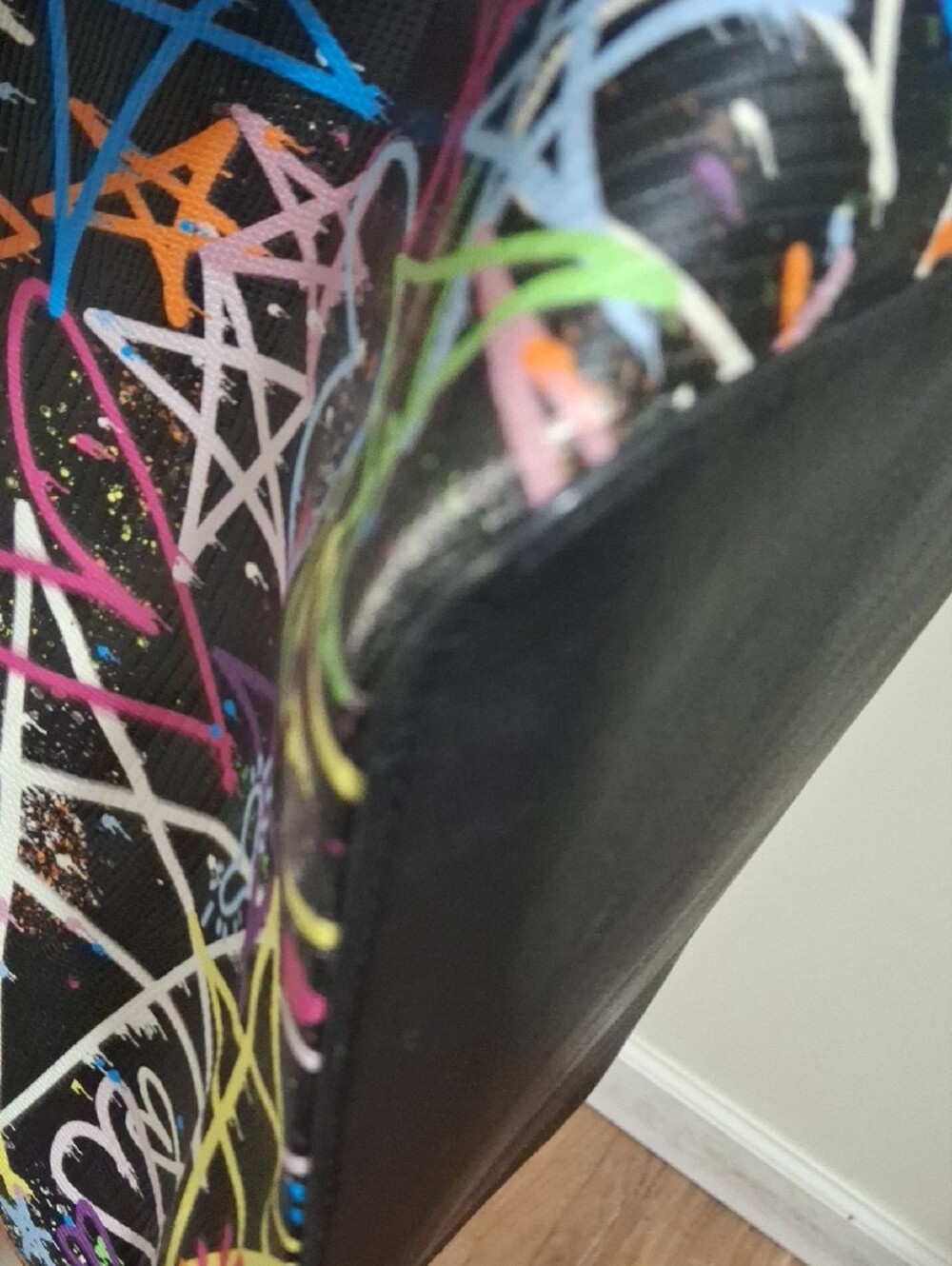 Betsey Johnson Black Multicolor Graffiti Heart Tote - Picture 9 of 15